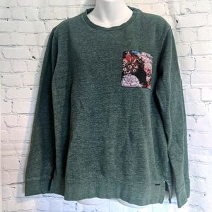 On The Byas Floral Pocket Design Green Sweatshirt